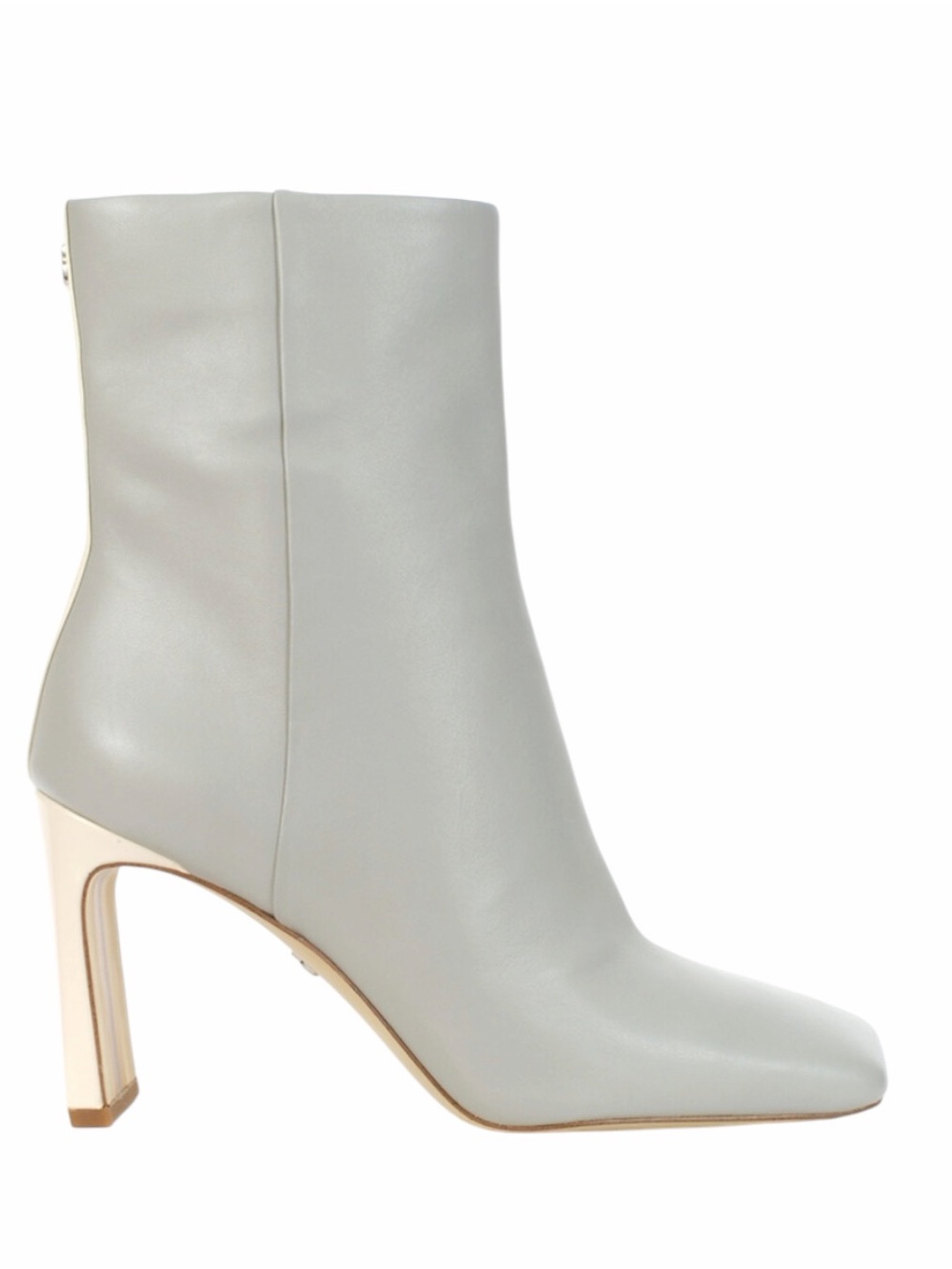 Sam Edelman Gray Taupe Leather Square-Toe Ankle Boots
